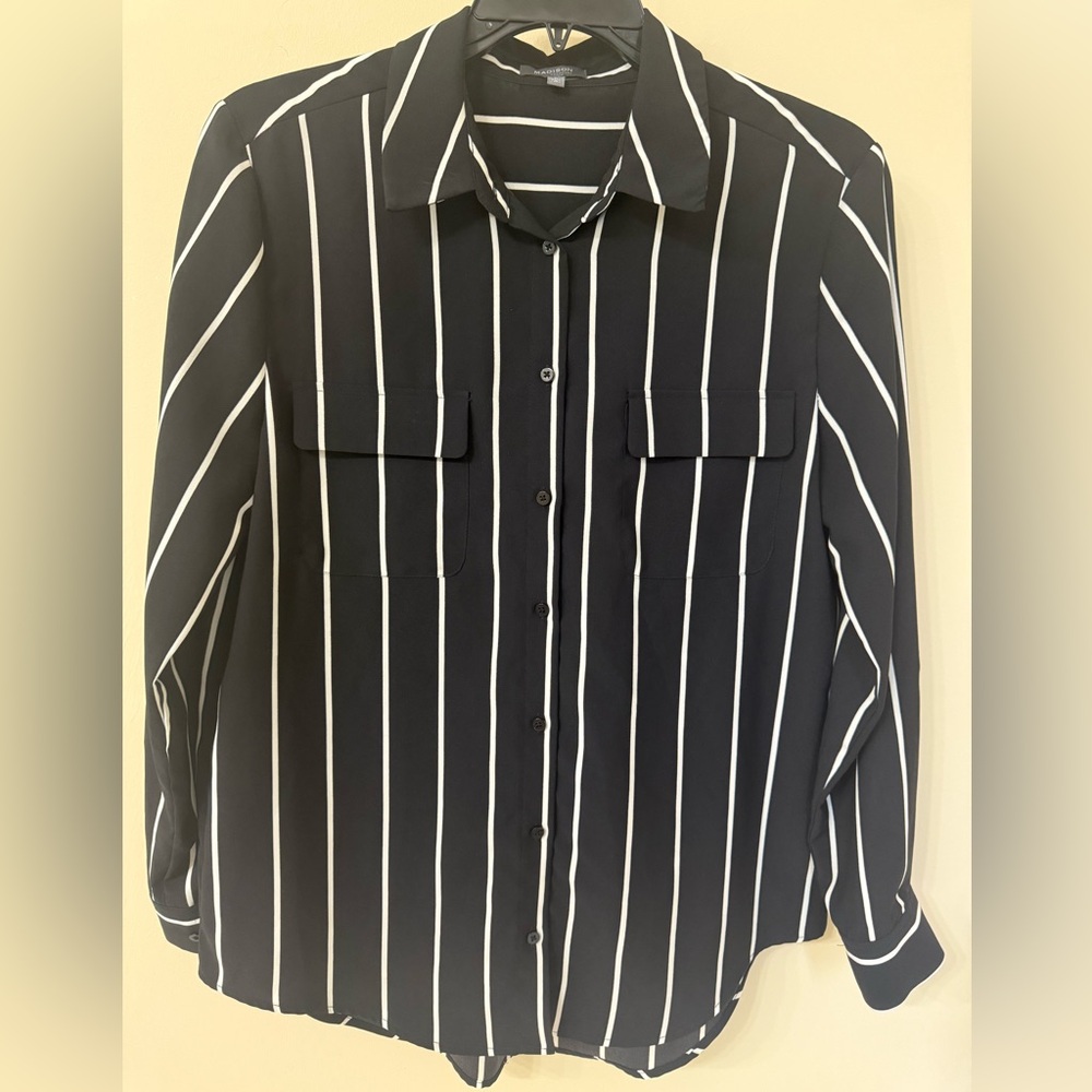 Madison Black and White Striped Shirt